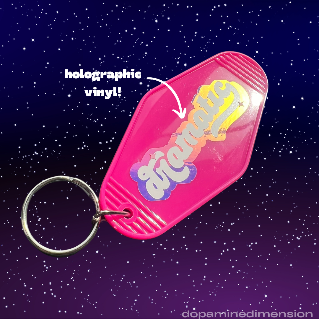 Hot Pink Holographic Dramatic Motel Keychain