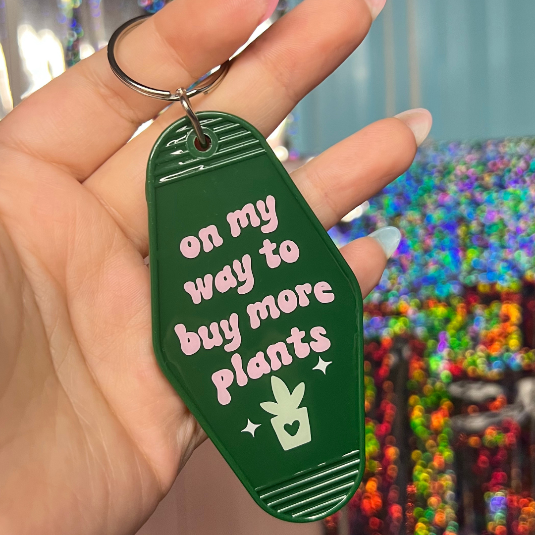 Custom Buy More Plants Motel Keychain