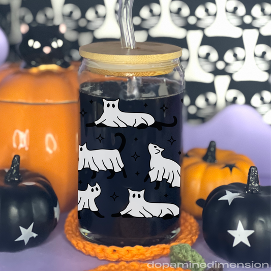 Ghost Cat Glass Can