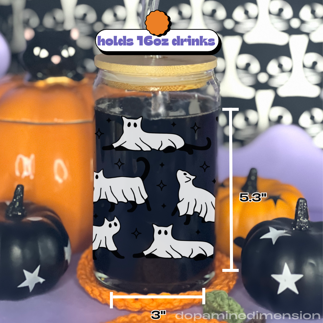 Ghost Cat Glass Can